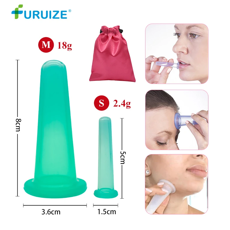 

2pcs-1M-1S Massage Cupping Health Care Vaccum Facial Silicone cupping Massage & Relaxation Neck Face Eye vacuum cupping On Sale