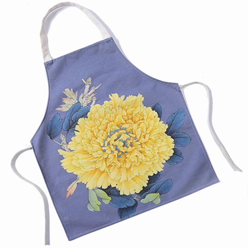 yellow flower Модный Пион цветок с буквенным принтом кухонный ресторанный фартук для готовки Анти-пыль поясная ткань для мужчин женщин инструменты для уборки дома - Цвет: yellow flower