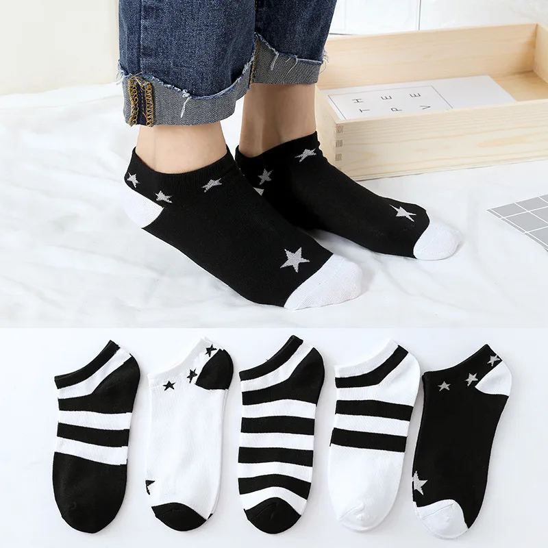 Женские короткие носки Elifashion однотонные черные и белые Башмачки из плюша для