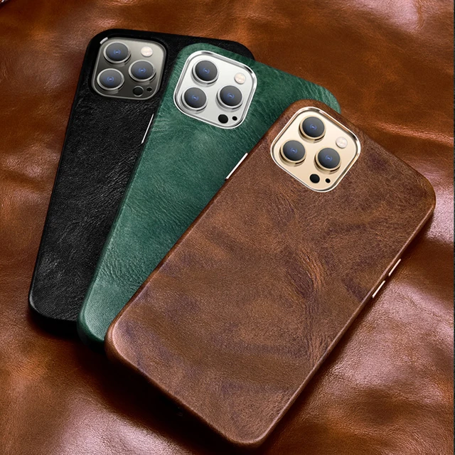 iPhone 15 Series Luxury Leather Brand Phone Case Cover Brown – Season Made