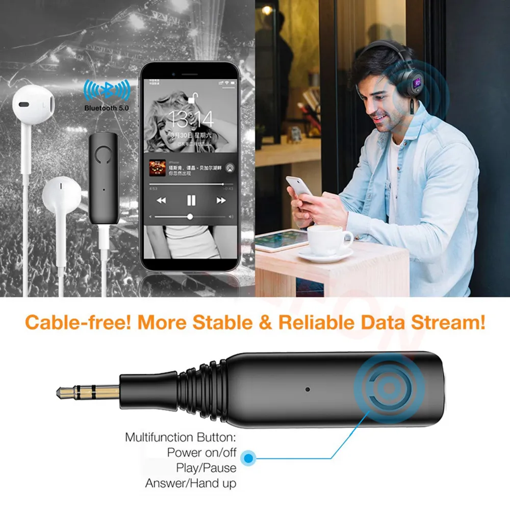 Bluetooth приемник kebidu 5 0 с поддержкой APTX LL/AAC/SBC 3 мм AUX RCA аудио беспроводной адаптер