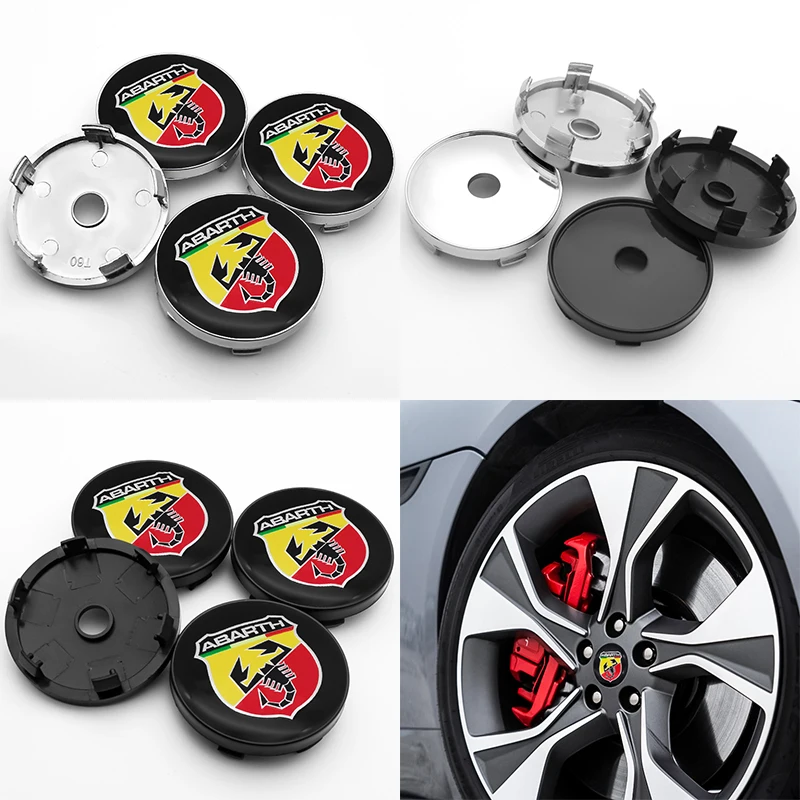 

For Abarth- 500 595 1100 Stilo Ducato Palio 4pcs 56mm and 60mm emblem Wheel Center Hub Caps Badge covers car accessories