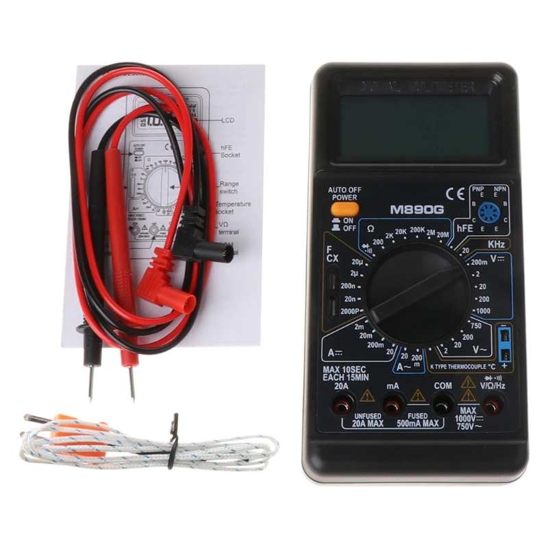 Цифровой мультиметр M890G DMM AC DC Вольтметр Ом измеритель температуры тестовый