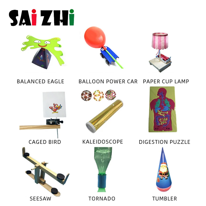 

Saizhi 9Pcs DIY Physical Science Experiment Toy Children Assemble Model Kit Educational Gift 0-7 Years Old Kindergarten Set