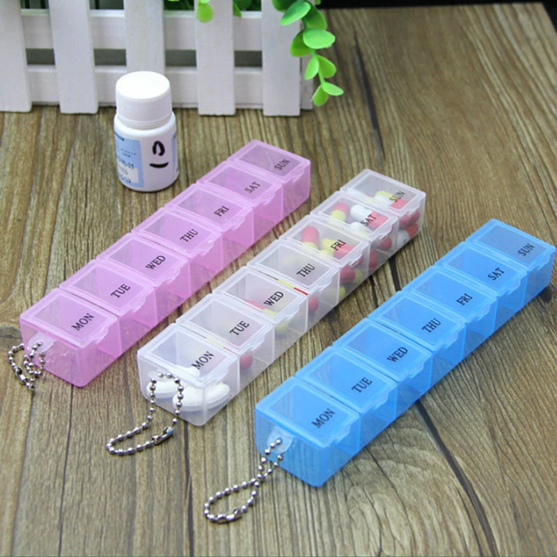 

7 Days Pill Box Organizer Travel Pill Box Pill Storage Compartment Box Medicine Tablet Holder Pill Splitter Travel Portable