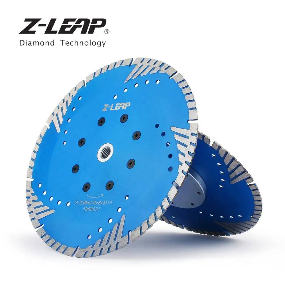 Z-LEAP 230 мм Алмазная Пила лезвие с фланцем M14 9 дюймов горячий прессованный режущий диск влажное сухое использование для гранита Мрамор Бетон огранка камня