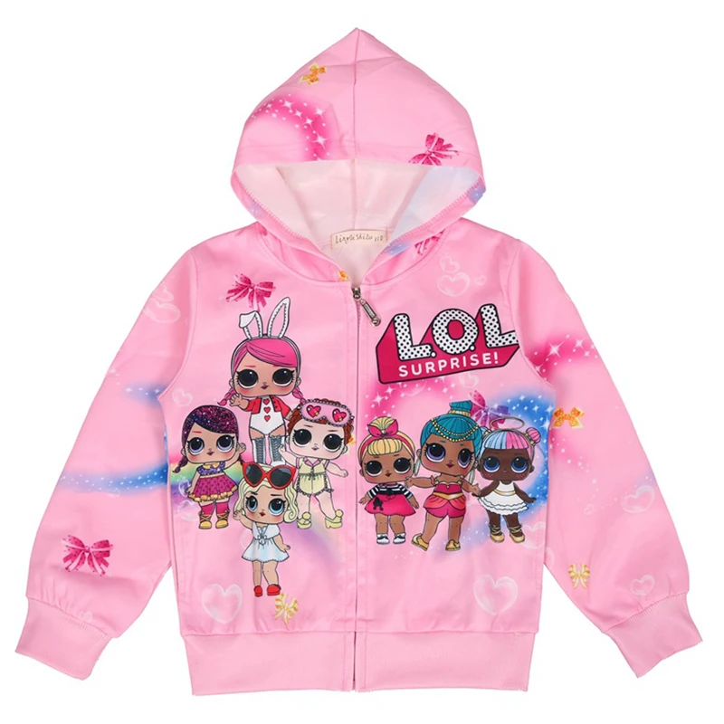 

Baby New Girls Cartoon Sweatshirt Children Hoodie LOL Doll Clothing Children's Jacket Girls Jacket Zipper Sweatshirt Hooded Coat
