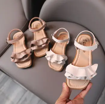 

Summer Kids Sandals Sweet Flower Baby Girls Princess Shoes Solid Color Flat Beach Sandals Infant Little Girl Performance Shoes