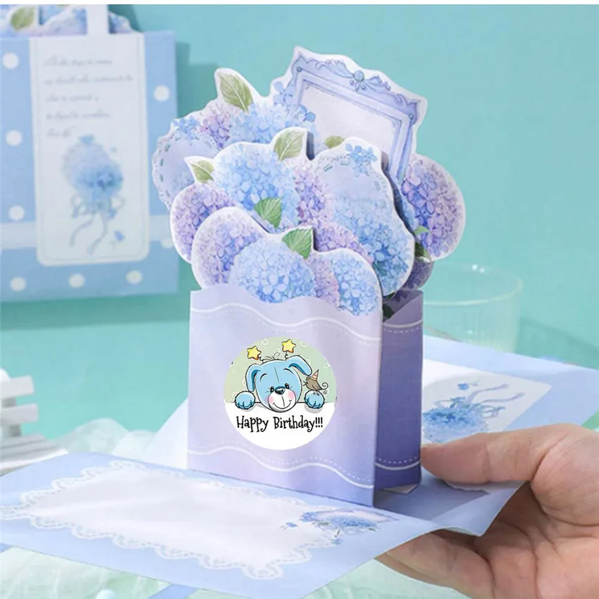 Cute Happy Birthday Stickers Birthday Gift Decoration Tag Sealing Label Kids toys Gift Package Scrapbooking Stickers 100-500pcs