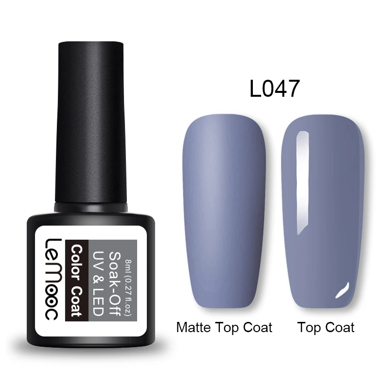 LEMOOC 8 мл Лак для ногтей УФ-гель для дизайна ногтей матовое верхнее покрытие полуперманентный замачивающийся Гель-лак для ногтей гель-краска маникюрный лак - Цвет: L047