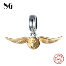 SG горячая Распродажа 925 пробы Серебряные Симпатичные бусины Золотой снитч амулеты подходят Аутентичные Пандора браслеты для женщин DIY ювелирные изделия