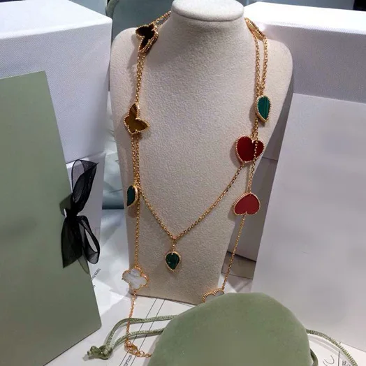 

Fashion Pendant Necklace Beautiful Jewelry Personality Classic Style Simple Leaf Butterfly Inlay Meteorite Clover Shape 2019 new