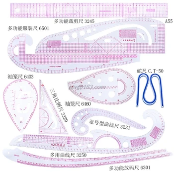 

10pcs Practical Sewing French Curve Cutting Ruler Measure Dressmaking Tailor Drawing Craft Tool Set