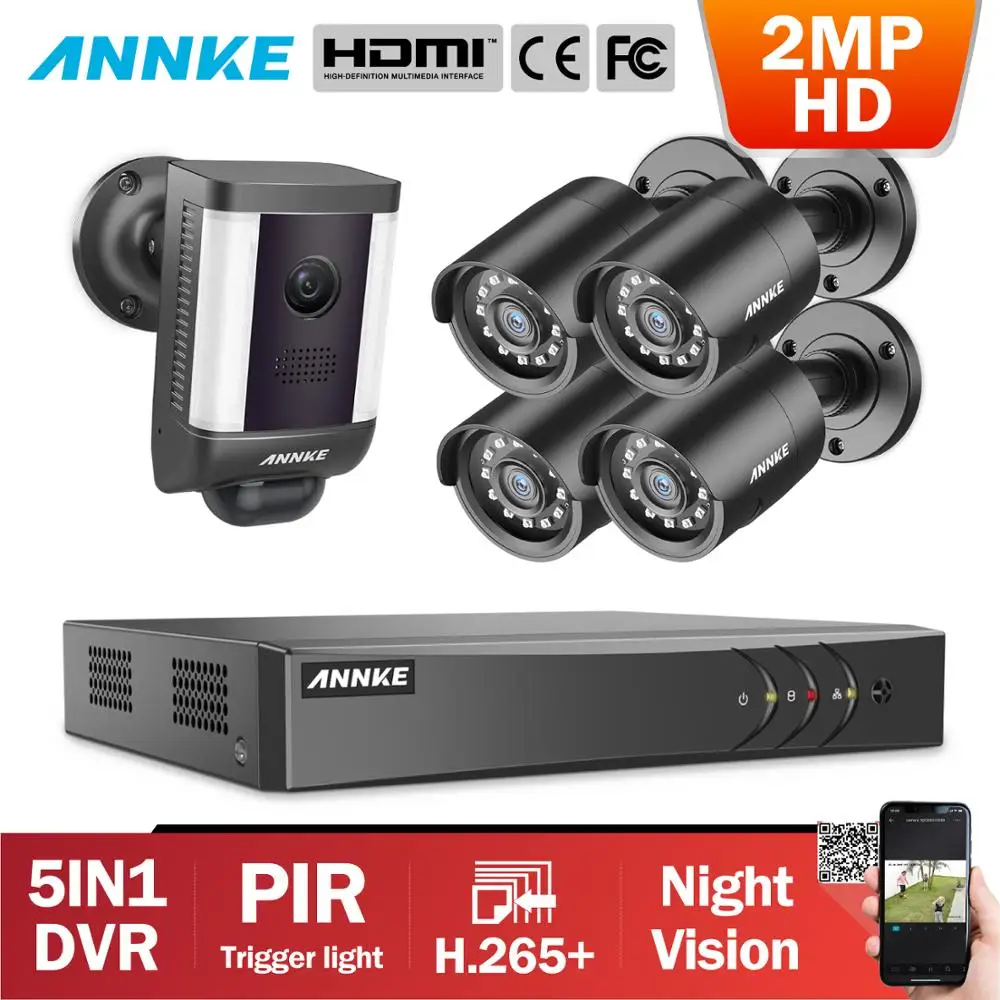 

ANNKE 8CH 2MP HD Video Security Surveillance System With 4X Day Night Vision Bullet Camera 1X PIR Detection Spotlight CCTV Cam