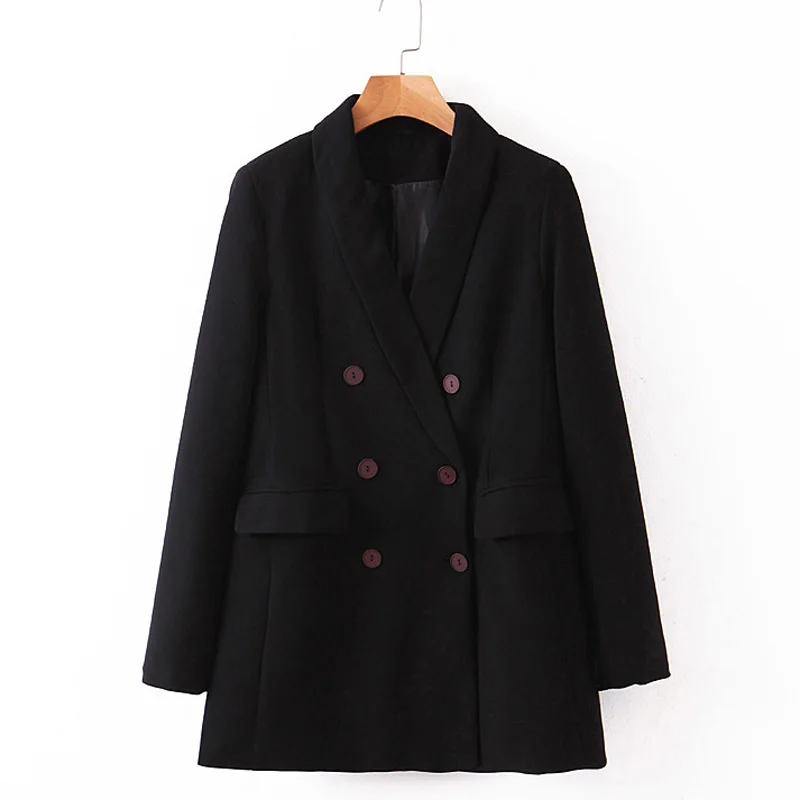 RR однотонные черные пиджаки женские модные повседневные двубортные куртки женские элегантные костюмы с длинным рукавом Женские Дамы JAB