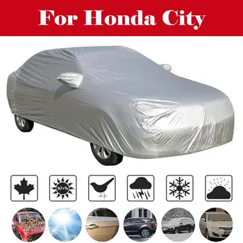 

Full Car Covers Snow Ice Dust Sun UV Shade Cover Light Silver Size S-XXL Auto Car Outdoor Protector Cover For Honda City