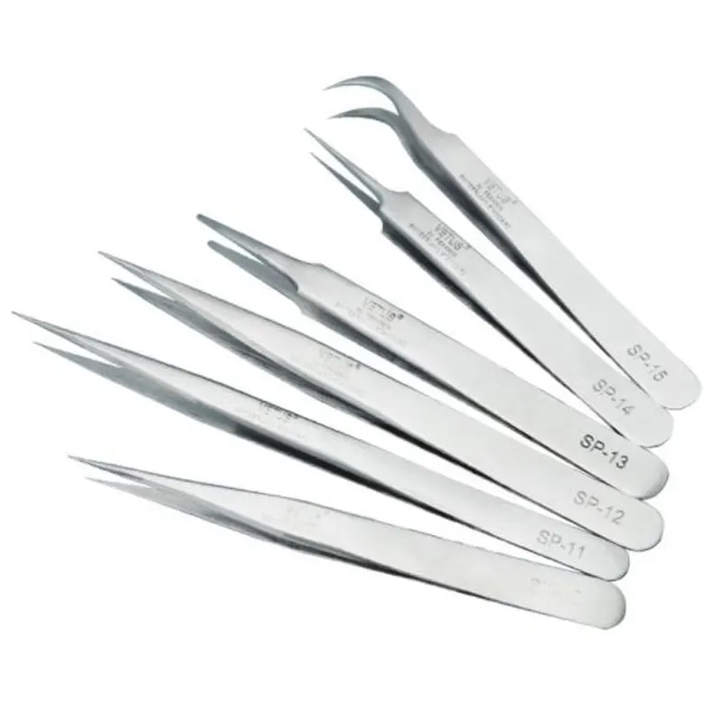 Stainless Steel High Precision Lashes Tweezers Anti-static Non-magnetic Eyelash Extension Tweezers Eye Lash Makeup Tools 5