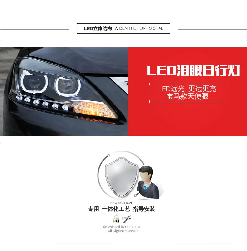 Для Nissan Sylphy фара в сборе модифицированный объектив Q5 12-15 Sylphy Xenon Светодиодный дневной ходовой Ангел глаз 2 шт