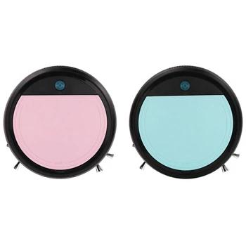 

2Pcs Rechargeable Smart Vacuum Cleaners Robot 4 in 1 3200Pa Usb Auto Smart ing - Black + Green & Black-Pink
