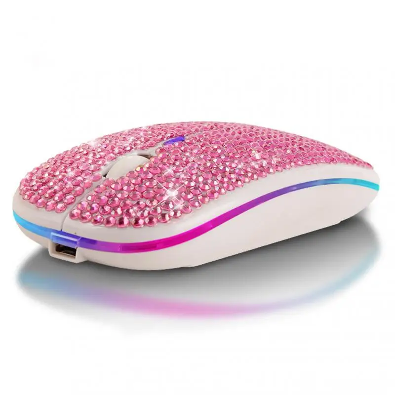 usb wireless mouse 2.4G Wireless + Bluetooth 5.0 Dual Mode Mouse Rechargeable Computer RGB Light Mause Silent Click Pink Crystal Mice For Women wireless mouse Mice