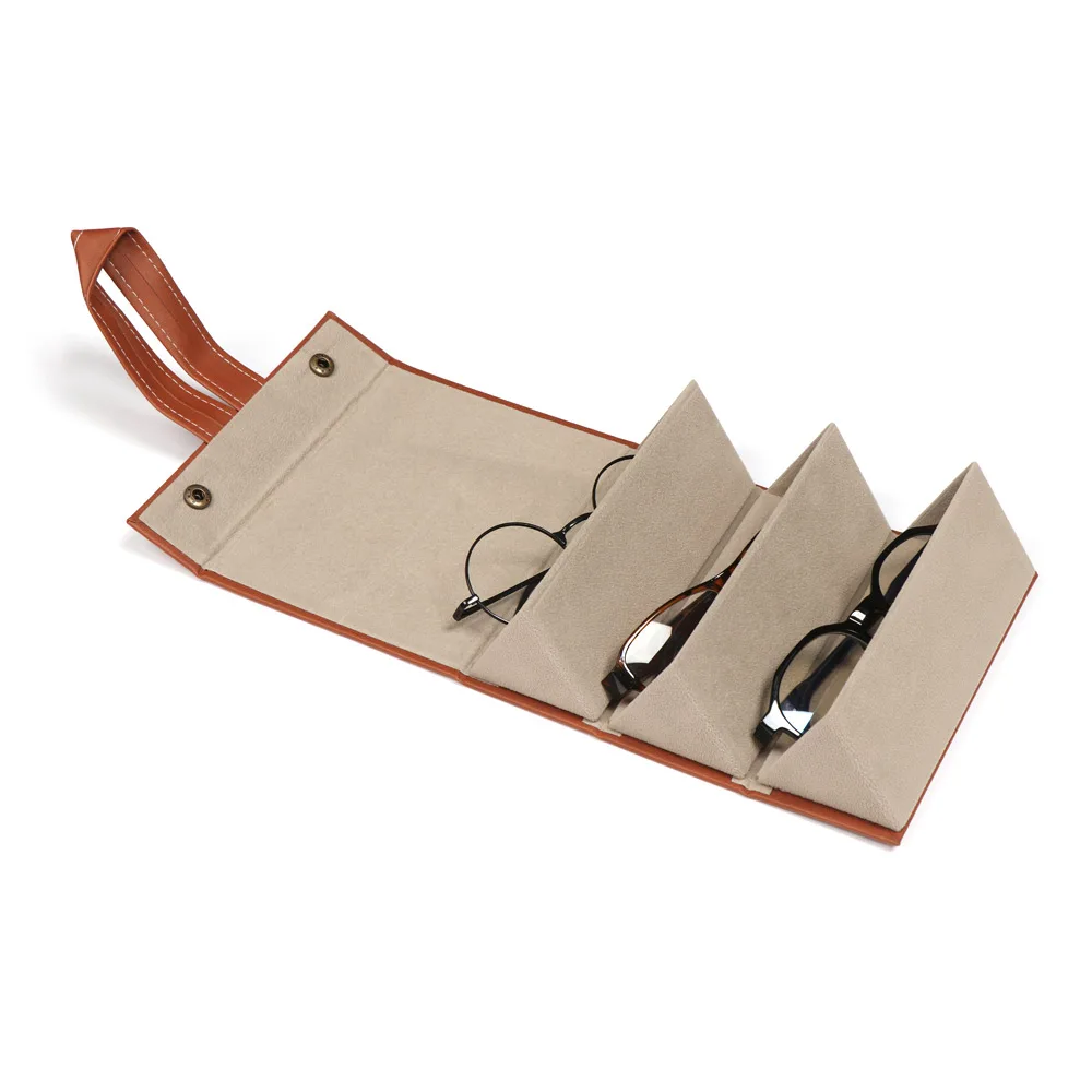 Glasses Case Glasses Storage Bag Sunglasses Bag Portable Glasses Organizer 2/3/4/5/6 Multi-slot Eyeglasses Storage Display Travel Folding Sunglasses PU Leather Case