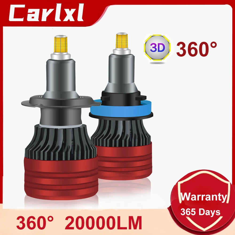 Carlxl H1 H7 LED 360 H4 20000LM HB3 HB4 9012 HIR2 Led H11 H8 9006 9005 Car Headlight Bulb Auto Fog Lighting Turbo Mini Lamp | Автомобили и