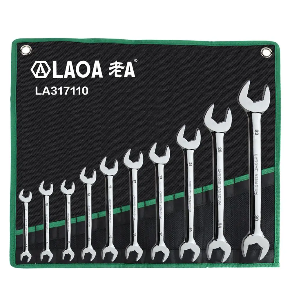 

LAOA 8PCS 10PCS Open End Spline End Combination End Wrench Set with Bag Tools Kit for Auto Repair