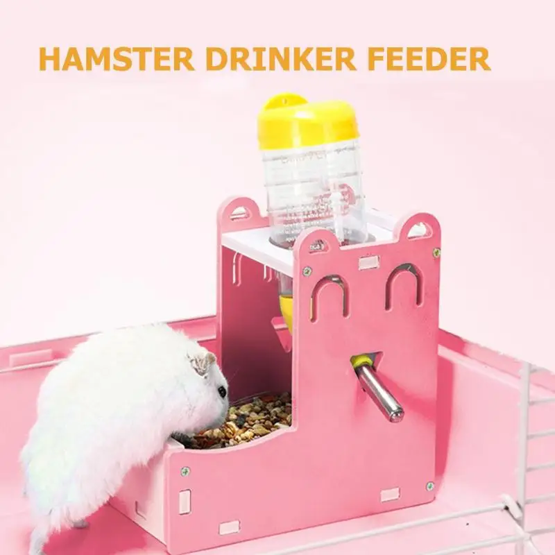 

Hamster Automatic Water Fountain Drinker Food Feeder Samll Animal Nest House Dispenser Basin Bracket