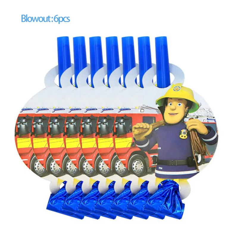 Blowout Вечерние украшения с героями мультфильмов Пожарный Сэм, одноразовая бумажная посуда, тарелка, бумажное полотенце, соломинка для детей на день рождения, Рождество - Цвет: Blowout