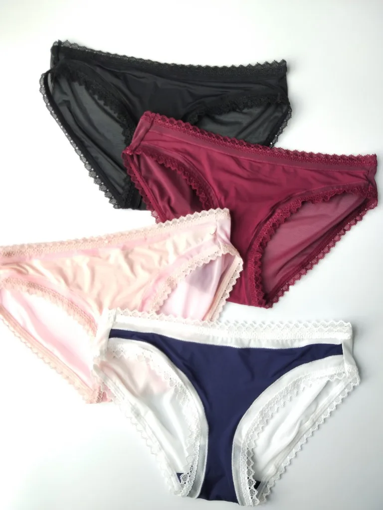 3 Pcs/lot New seamless lace edge comfortable in a solid color middle waist student ice silk ladies LVFAN BS008