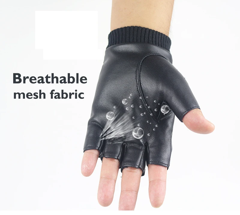 Мужские и женские перчатки из искусственной кожи с половинным пальцем, высококачественные Нескользящие перчатки без пальцев, мужские мотоциклетные перчатки Guantes
