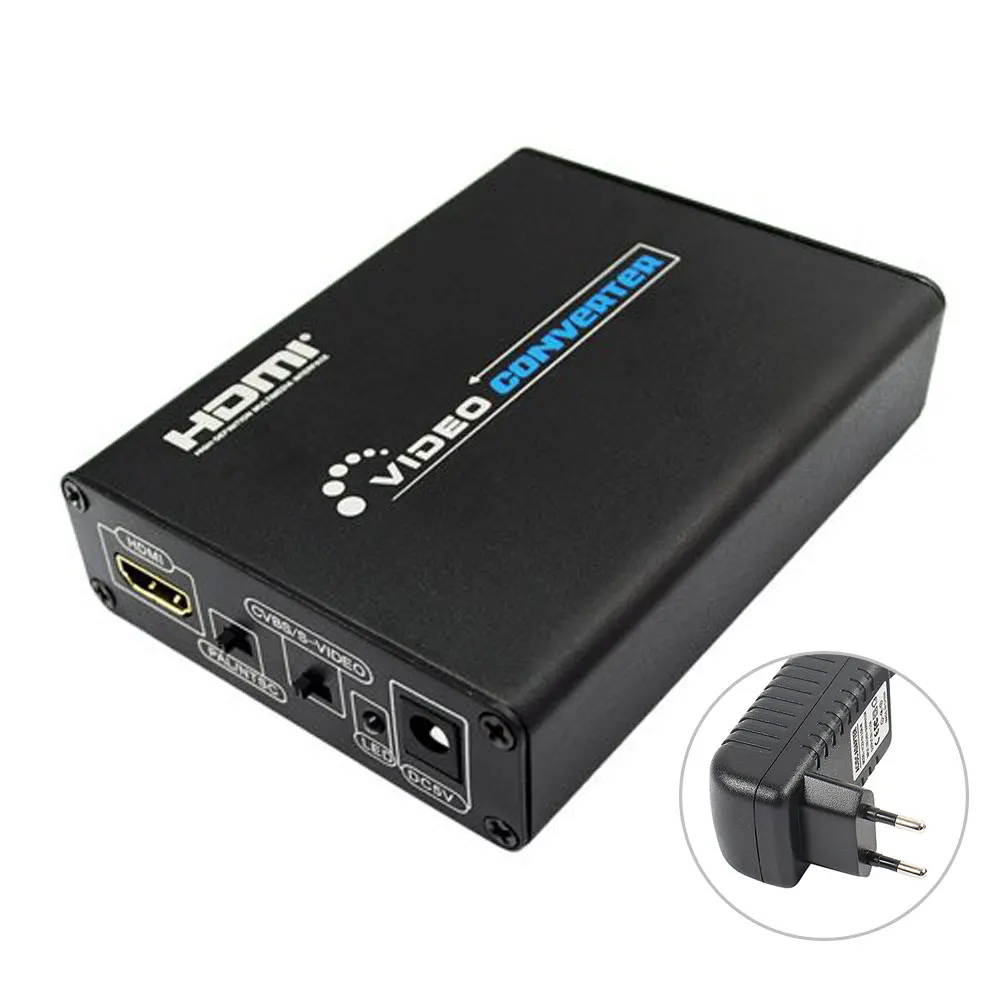 HDMI в композитный 3RCA AV S-Video R/L аудио видео конвертер адаптер высококлассная поддержка 720 P/1080 P с RCA/S-Video кабелем - Цвет: EU Plug