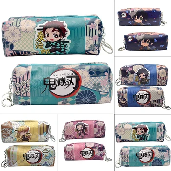 

1pcs Anime Demon Slayer Kimetsu No Yaiba Pencil Case Cute PU Zipper Pencil Bag Pencil Box Kids Stationery Learning Supplies Gift