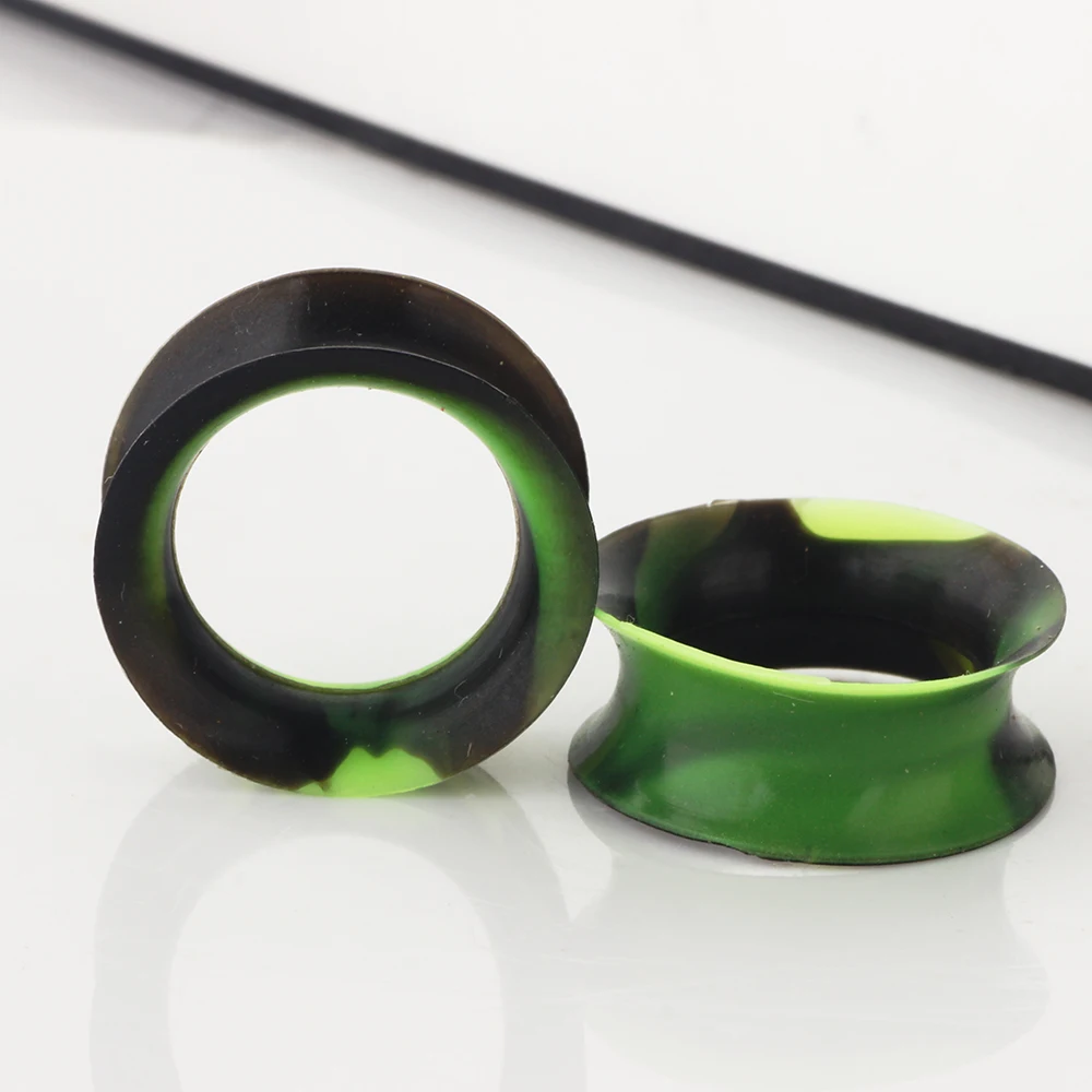 JUNLOWPY Silicone Ear Gauges Plugs Double Flared Hollow Earring Lobe Stretching Kit Flesh Tunnels Expanders 100/200pcs Piercing