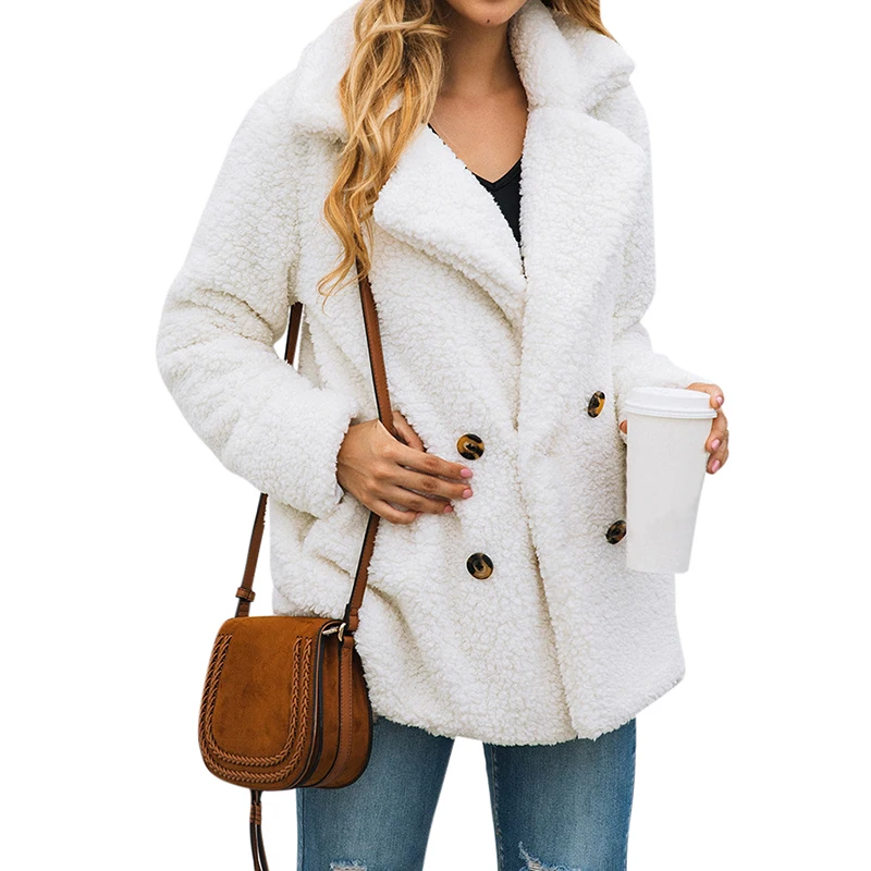 

MOSHENQI Teddy Coat Woman Faux Fur Coat Women Autumn Winter Warm Soft Zipper Loose Thicken Pocket Outwear Fur Jacket Female