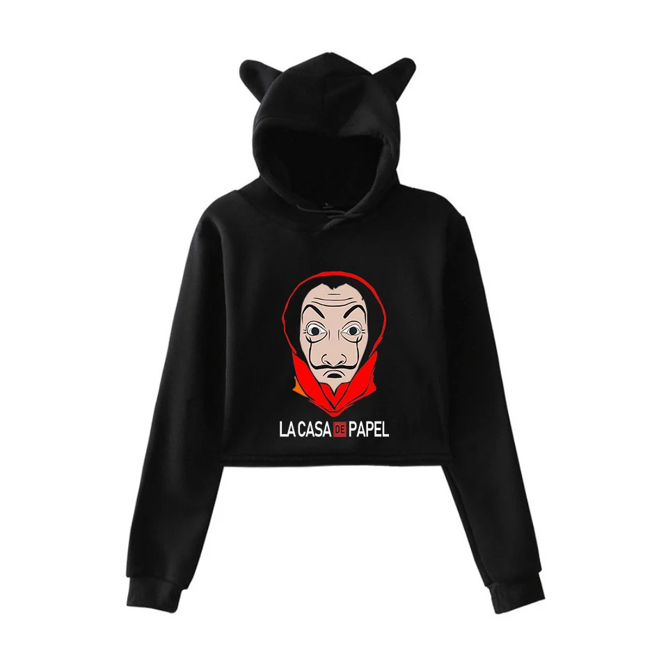 

TV series Money Heist La Casa de Papel House of Paper print fashion trend Cat ears Top Women Hoodies Sweatshirt Sexy clothes