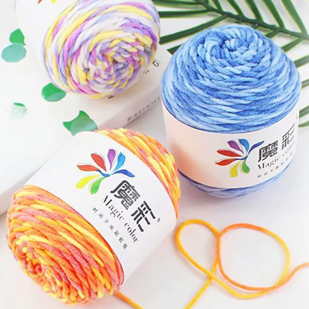 5 Strands Of Rainbow Cotton Crochet Diy Sweater Scarf Line Wool Thread Knitting Yarn for DIY New @35 | Дом и сад
