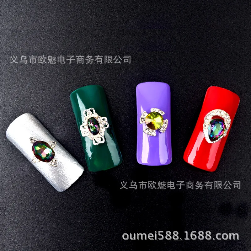 New Products Manicure Flamboyant Diamond Five-color Special Shape AB Diamond Not Afford End Colorful Glass Drill Nail Jewelry Cu