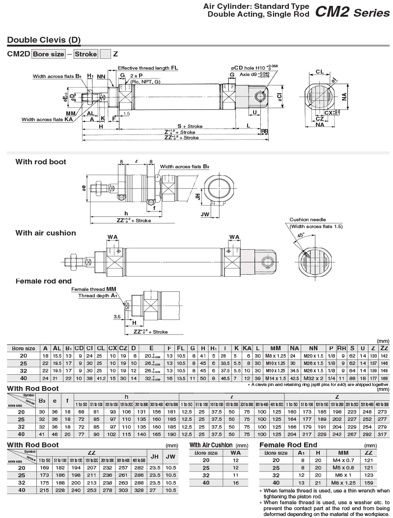 20-200mm, tipo duplo padrão, cmc020, cdm2b20, cma225, cdm2b25, cma232, cdm2b32, 40