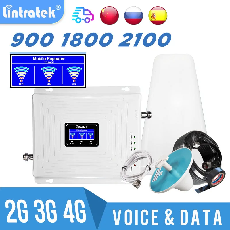 Усилитель сигнала Lintratek tri band 2G 3g 4G 900 1800 2100 МГц, ретранслятор сигнала сотовой связи GSM UMTS WCDMA LTE, Усилитель сотового телефона 53 Усилитель сигнала Lintratek tri band 2G 3g 4G 900 1800 2100 МГц, ретранслятор сигнала сотовой связи GSM UMTS WCDMA LTE, Усилитель сотового телефона 53