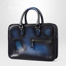 Мужской чехол из натуральной кожи с заплатками для мужчин, роскошная сумка на плечо ручной работы, Винтажный чехол из воловьей кожи для ноутбука, бизнес-сумки