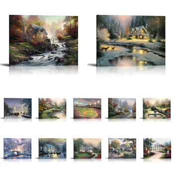 

Thomas Kinkade 12 Collections HD Print Landscape Oil Painting on Canvas Wall Decor Home Decor for Room Decoration