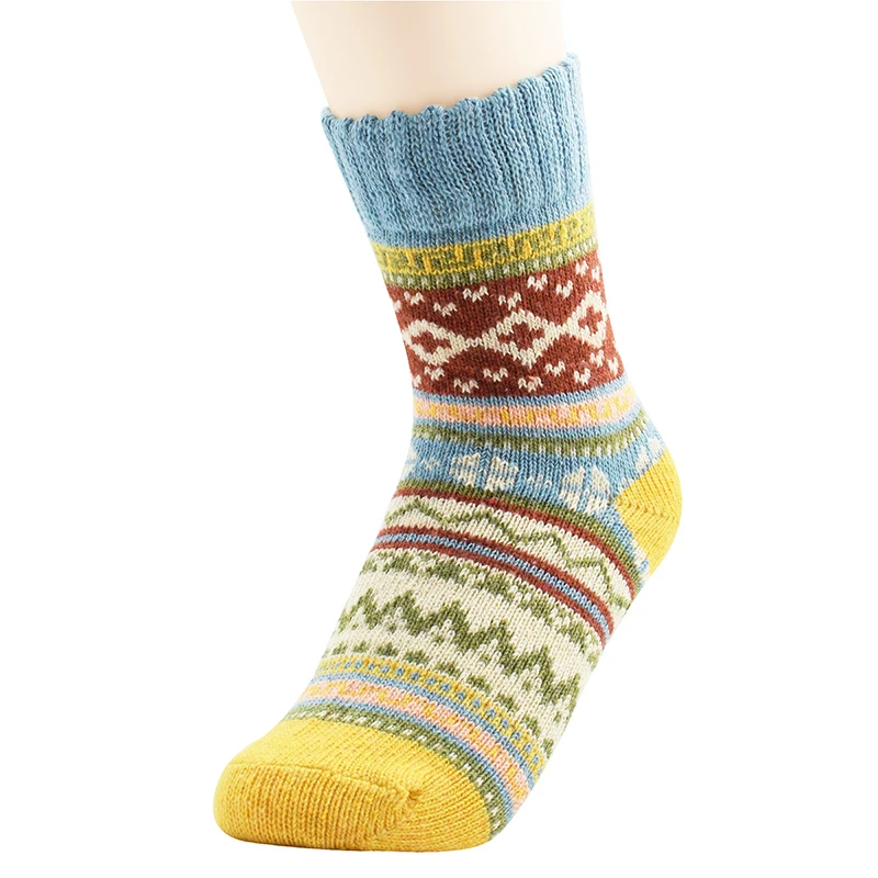 5Pairs/lot New Winter Thick Warm Wool Women Socks Vintage Christmas Socks Colorful Socks Gift Thermal Rabbit Wool Thicken Socks