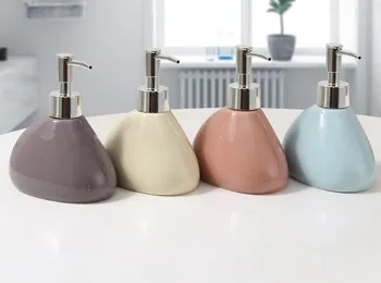 

Nordic Triangle Ceramic Emulsion Bottle 350ml Pressing Soap Dispenser Hand Sanitizer Bottle Shower Gel Shampoo Moisture Bottle T