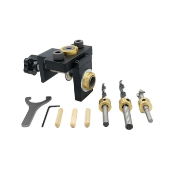 

9Pcs/Set Jig Pocket Hole Jig Kit Wood Vertical Drilling Detachable Locator for Furniture Connecting Hole Puncher Carpentry Tools