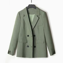 Korean Stylish Ladies Blazer Solid Green Loose Casual Suit Jacket Long Sleeve Simple Vintage Office Women Blazer New MM60NXZ Blazer Korean Stylish Ladies Blazer Solid Green Loose Casual Suit Jacket Long Sleeve Simple Vintage Office Women Blazer New MM60NXZ Blazer