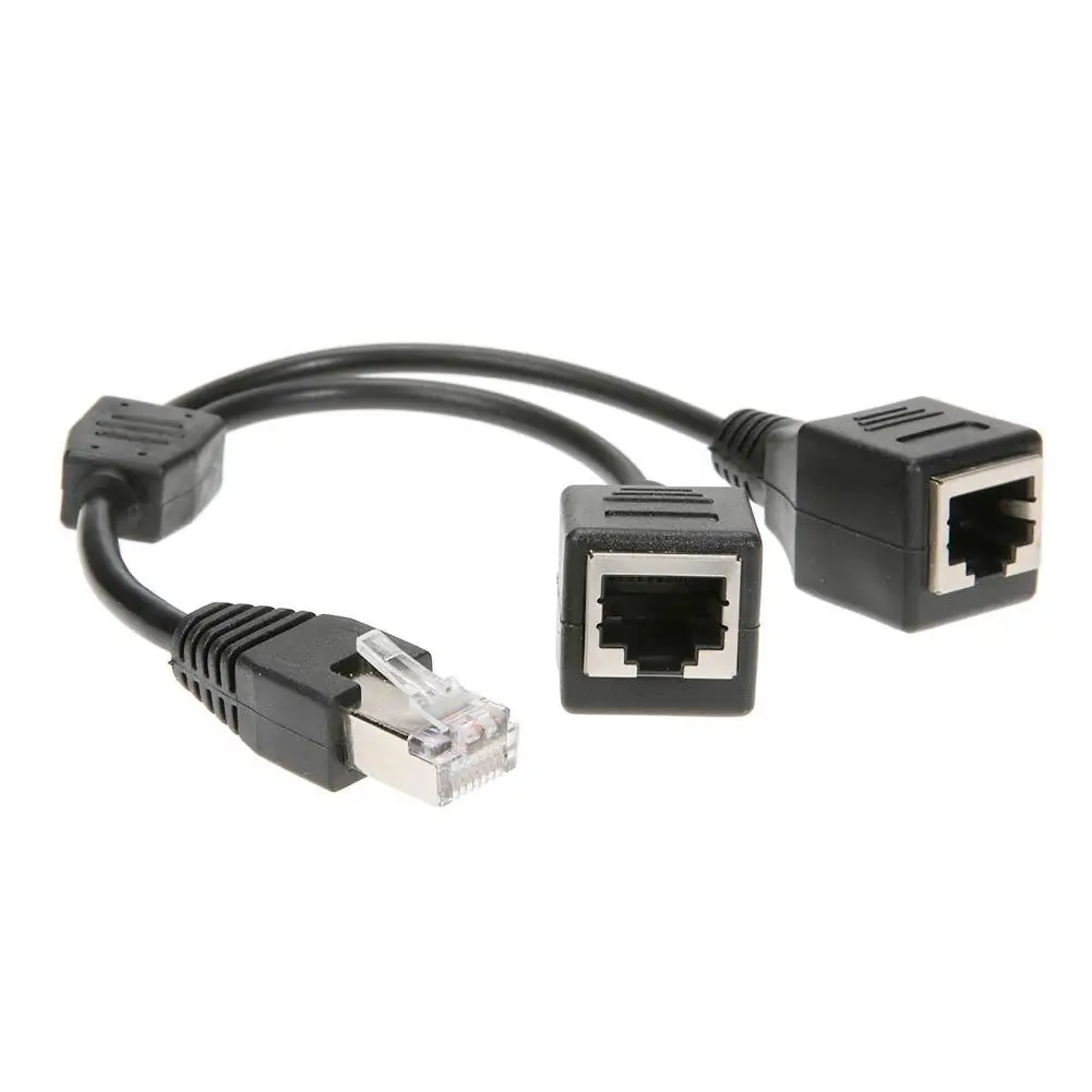 Kalmte Ga door Doorlaatbaarheid Network Rj45 Male 2 Female Splitter Dsl | Dsl Cable Ethernet Adapter -  Black Network - Aliexpress