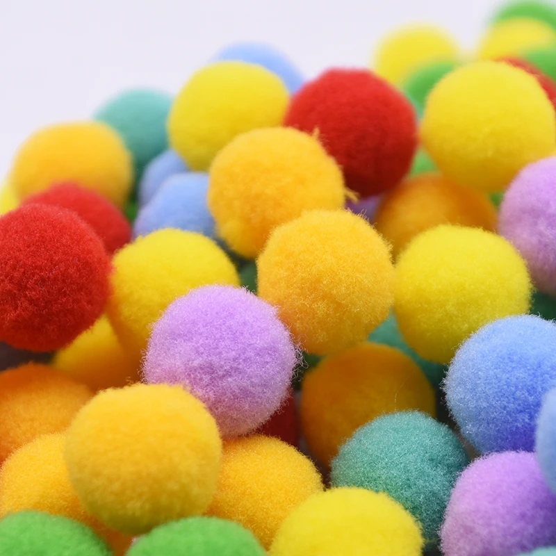 100pcs 15/20/25mm Fluffy Soft Pompom Ball DIY Handmade Kid Toy Doll Garment Sewing Material Color Pom Poms Decor Supplies Crafts