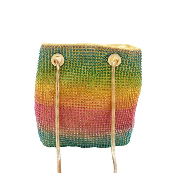 

2020 new women colorful diamond bucket bags bling wedding banquet wallets party dinner shoulder bags cross body bags MN1700