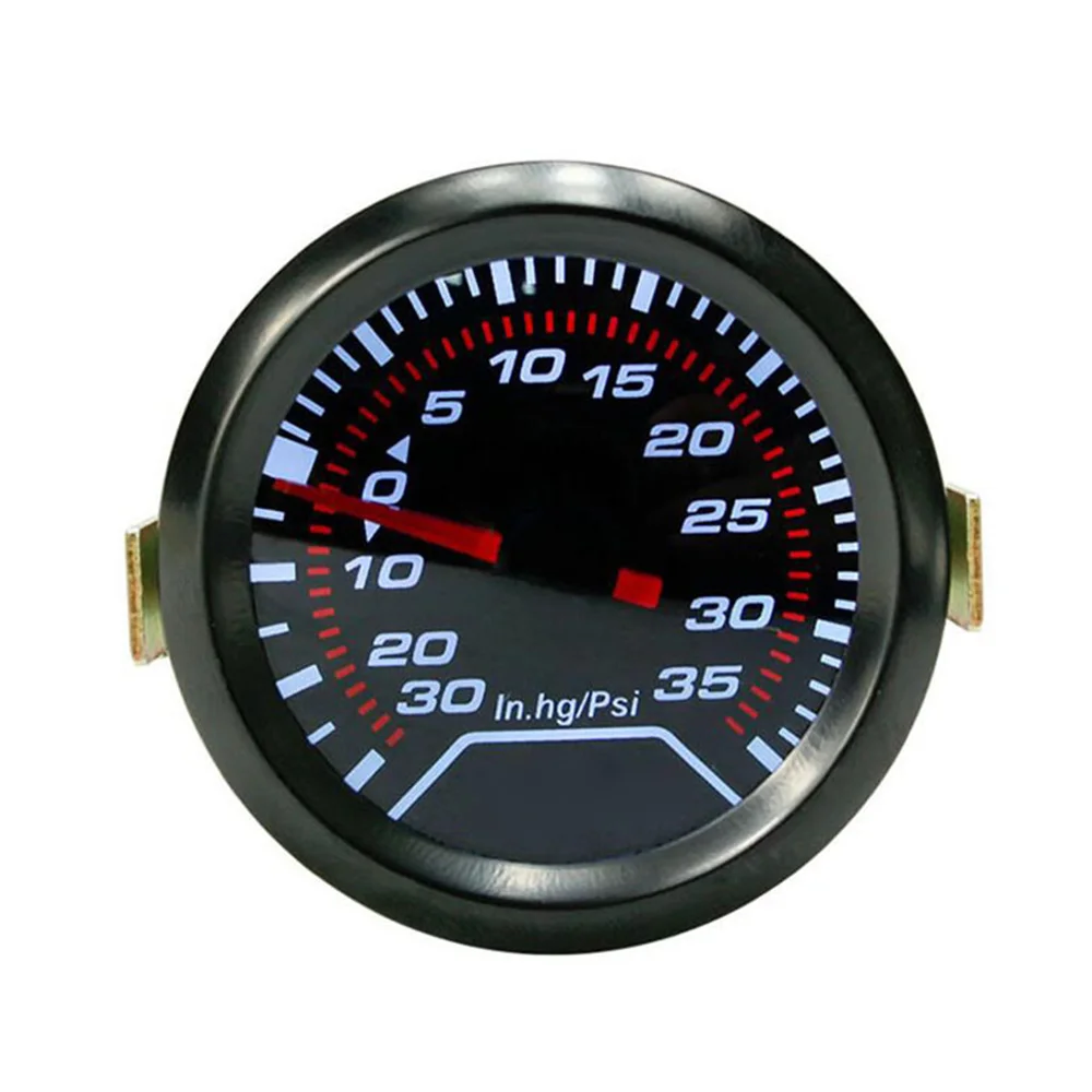 

Universal 52mm 2" Car Gauge Pressure Boost Gauges Meter In. HG PSI Smoke Dial Face White Digital LED Light Car Accessories